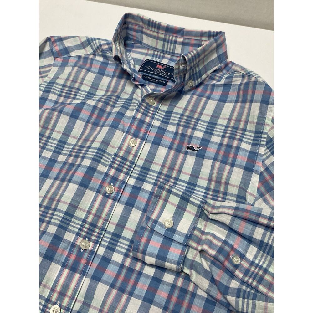 Vineyard Vines Men Slim Fit Whale Button Down Long Sleeve Plaid Shirt Size XS